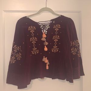 Free People Embroidered Crop Top